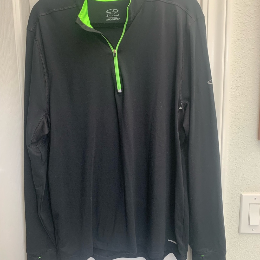 Champion Men's Black Jacket with Green Accents